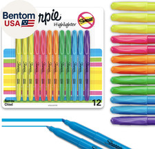 Pocket Highlighters, Chisel Tip, Quick Dry, Assorted Fluorescent Colors, 12 Coun
