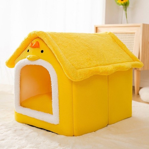 Cartoon Warm Pet Cat Puppy Dog Bed House Hut Kennel Soft Plush Mat Foldable Cave - Picture 20 of 24