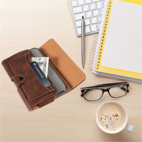 For Google PIXEL 8 Horizontal Leather Wallet Belt Clip Holster Case Cover-Brown - Picture 4 of 7