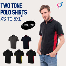 Unisex Uneek Two Tone Polo Shirts 2 Color Tone Poloshirts Casual Polos  UC117