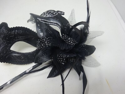 PAARE SILBER & SCHWARZ VENEZIANISCHE MASKERADE PARTY KARNEVAL AUGENBALL MASKE AUF STOCK