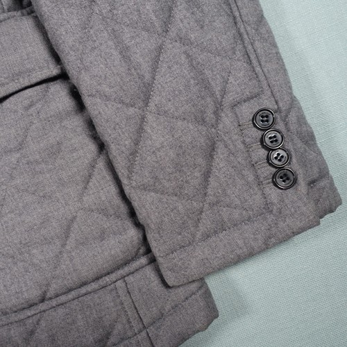Aquascutum Jacket Mens Small Grey Wool Novacheck Hunting Quilted Overcoat Coat - Picture 8 of 24