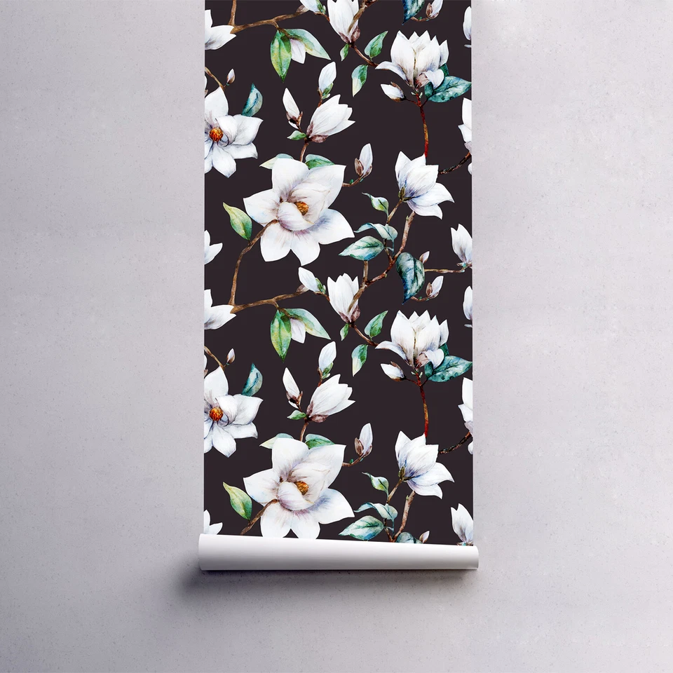 Mural de pared de papel tapiz floral oscuro extraíble autoadhesivo pelar y pegar decoración del hogar Foto 2 de 4