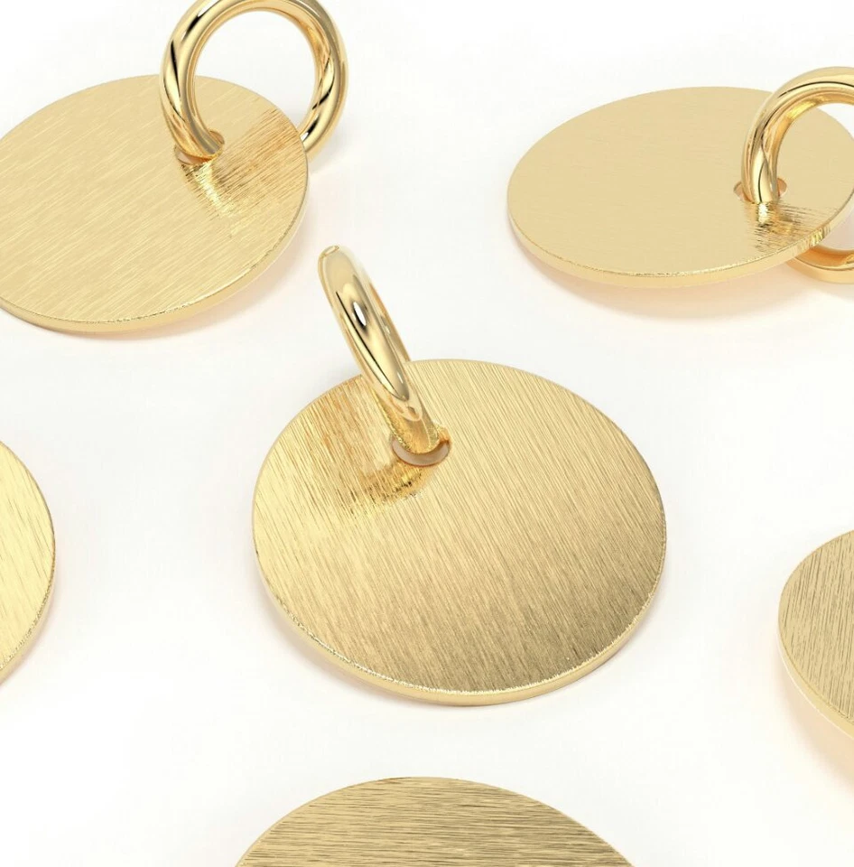 Dije de disco colgante de oro amarillo macizo de 14K de 7 mm collar pequeño hallazgos encanto regalo. Foto 3 de 4