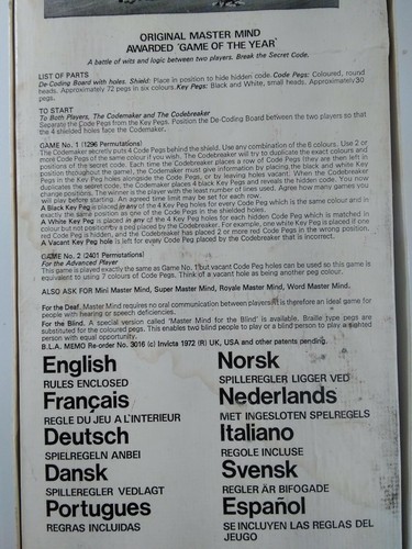 Master Mind Game 1972 England UK Invicta Classic Rare - Picture 11 of 12