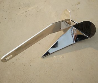 14 lb 6 kg Delta Style Boat Anchor 20-35 ft* Non-hinged plow Stainless Steel