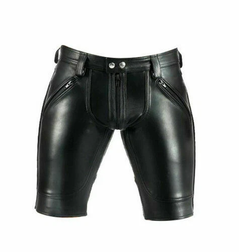 Men's Genuine Leather Slim Fit Shorts