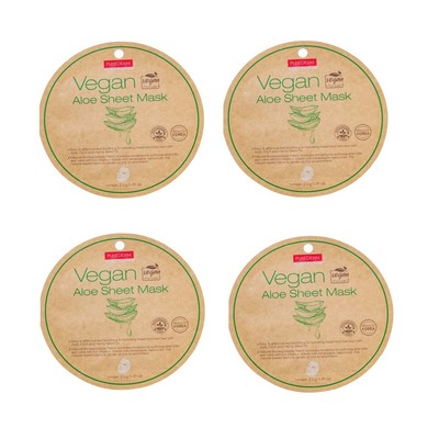 Purederm Vegan Aloe Sheet Mask, 4 pc. Soothes, moisturizes, restores.