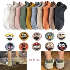 Women Cute Cotton Socks Fashion Cartoon Ankle Socks Embroidered Expression New