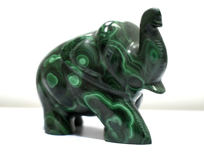 2 Inches Elephant Statue Hand Carved Malachite Elephant Sculpture For Home Decor