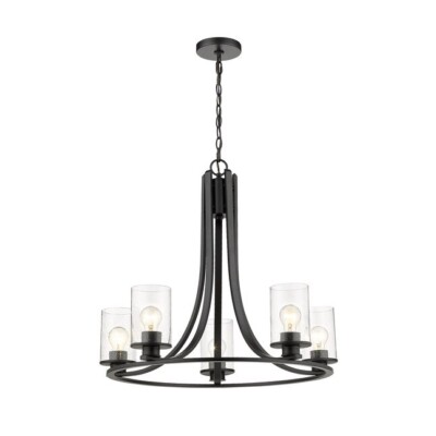 Z-Lite Beckett 5-Light Matte Black Modern/Contemporary Chandelier 492-5MB