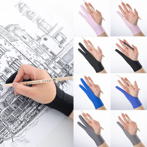 Artists Palm Rejection Gloves Two Fingers Gloves for Drawing Pen Display UK ☆ - Picture 1 of 19