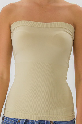 Sleeveles Strapless Tube Top long Bandeau Seamless Stretch Ribbed Basic Layering