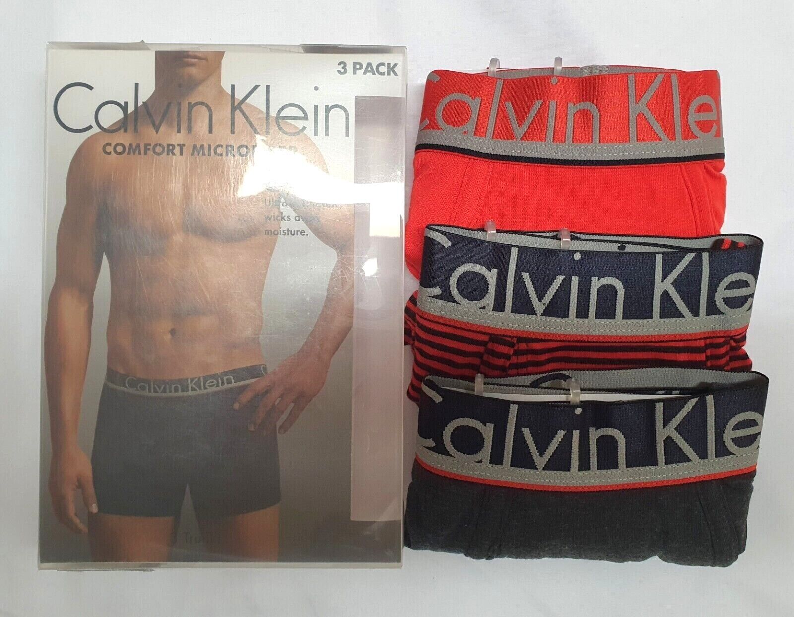 3 X Calvin Klein Men's Microfiber Trunks Men Underwear Multi