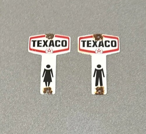 VINTAGE TEXACO TOILETTE SCHLÜSSELHALTER SET PORZELLAN SCHILD AUTO GAS ÖL LKW