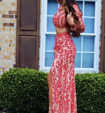 sherri hill Prom Dress size 8 2 Piece Red/nude