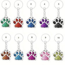 Glitter Dog Paw Keychain Backpack Charm Purse Charm Keyring Choose Color Clip