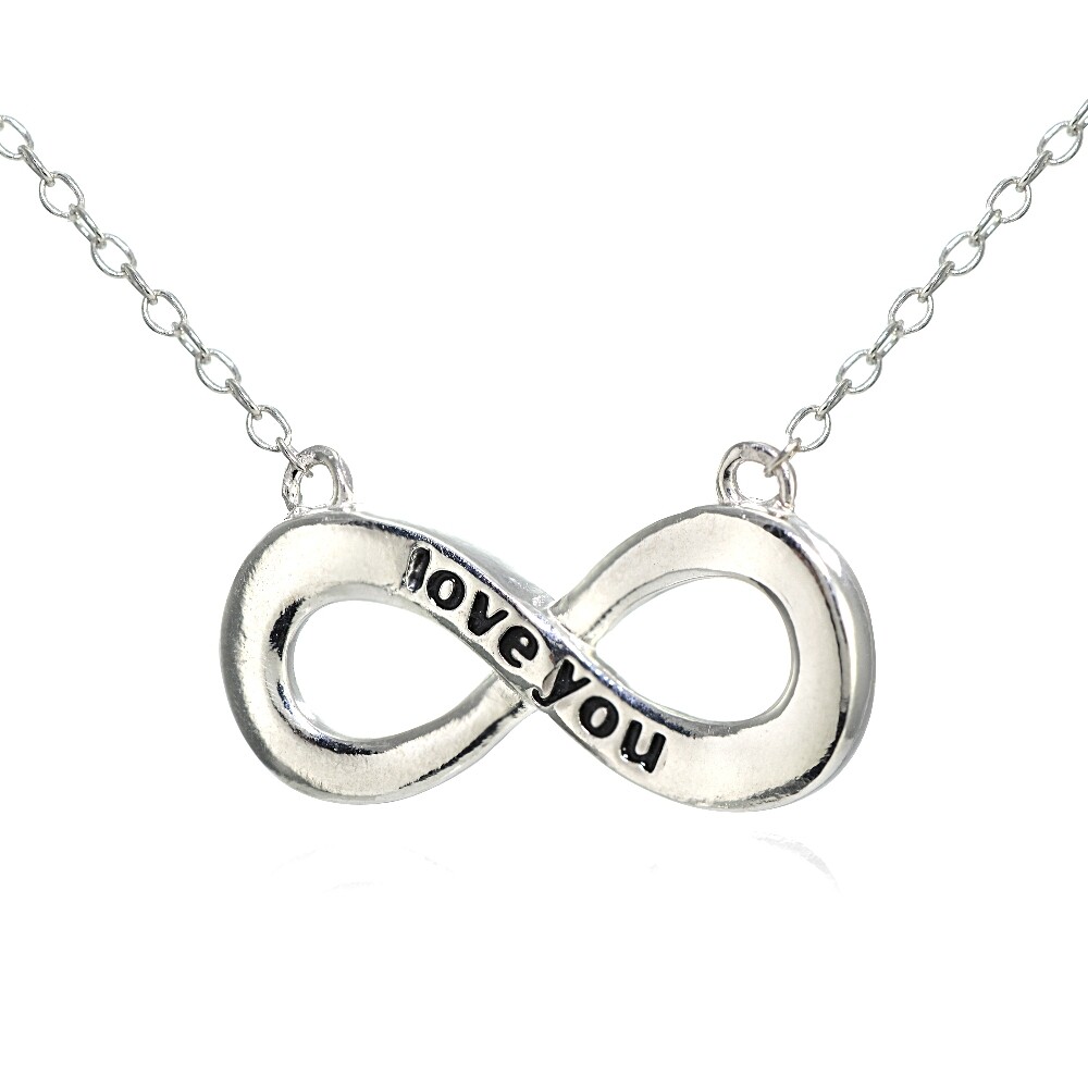 Sterling Silver LOVE YOU Infinity Polished Necklace | eBay