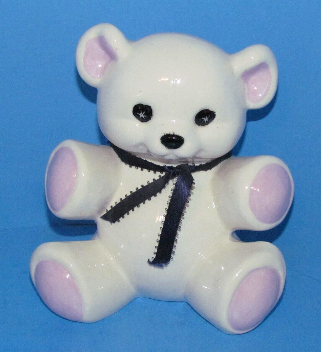 Vtg Byron Molds Rare Hand Painted White & Pink Bear Ceramic Figurine 7" L@@K