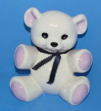 Vtg Byron Molds Rare Hand Painted White & Pink Bear Ceramic Figurine 7" L@@K