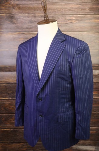 CANALI Blue Pinstripes Single Breast Wool Two Button Blazer Sport Coat Size 54 - Picture 22 of 24