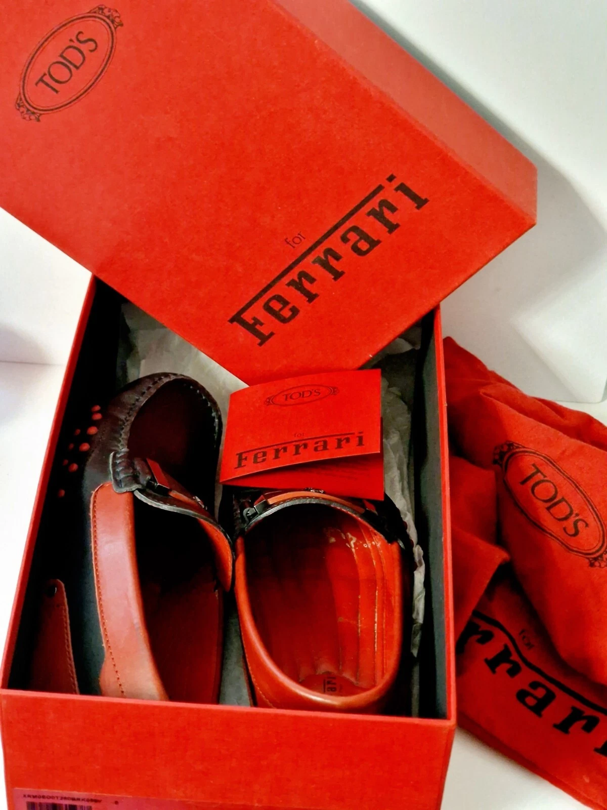 TOD’S TOD'S FOR FERRARI Gommino Scarpe da Guida Uomo Nero Rosso Taglia EU 38 UK 5