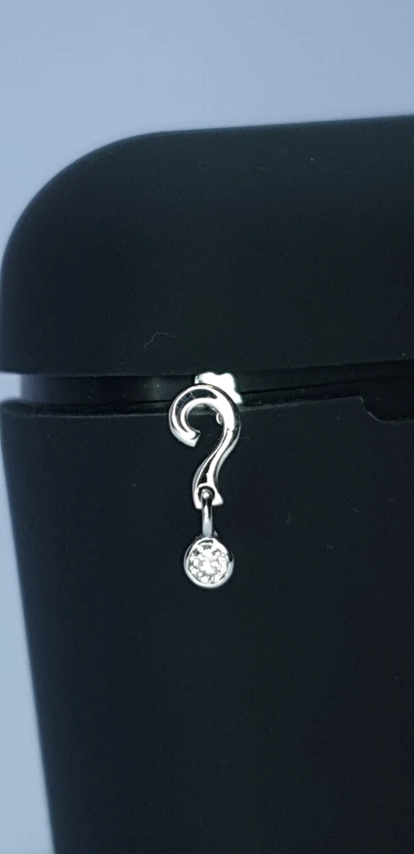 Fragezeichen Ohrstecker Piercing 14k Gold Natürlicher Diamant Nase Ohr Körper - Bild 3 von 4