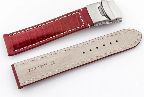 Armband Faltschließe Alligatorprägung Kalbsleder schwarz braun blau grün 20mmNEU - Bild 2 von 13