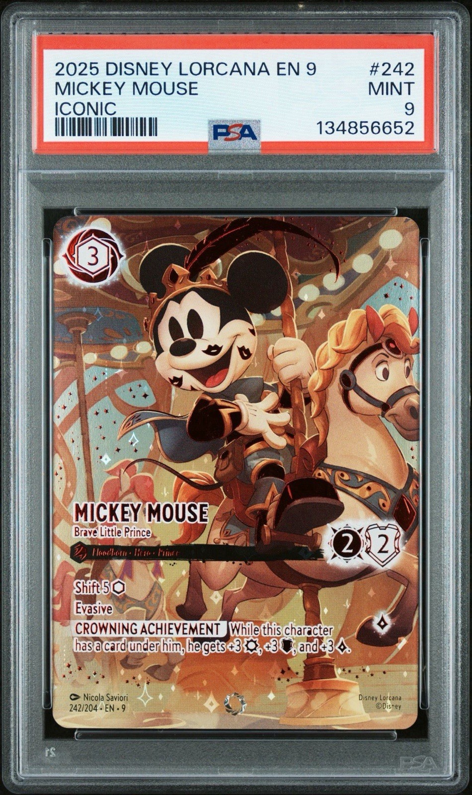 Disney Lorcana 2025 Mickey Mouse Brave Little Prince 242 Iconic Fabled PSA 9