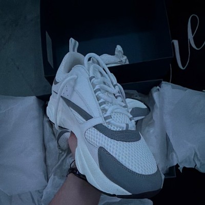 Dior White and Gray Men\'s Athletic Sneakers Dior B23 Oblique Low Top Logo Sneakers White Gray Men main image 4