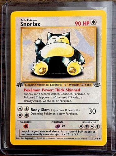Snorlax 27/64 Jungle 1st Edition LP – Vintage WOTC Pokemon Card