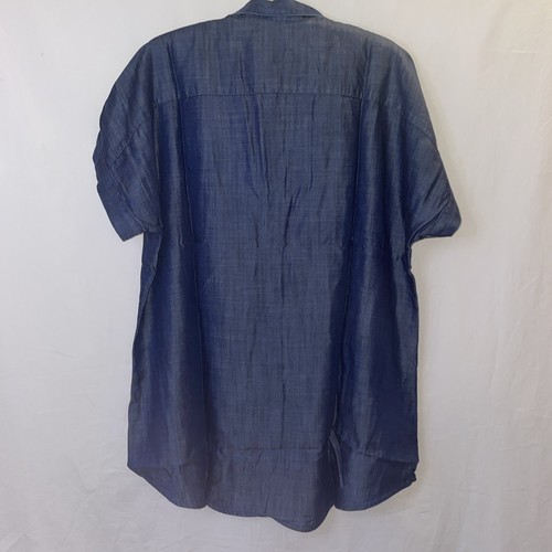 Soft Surroundings NWT Je Veux Tencel Shirt Women's Medium Denim Short Sleeve - Bild 2 von 7