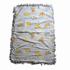 Vintage Disney Winnie The Pooh Tigger Eeyore Piglet Soft Baby Blanket 50X34
