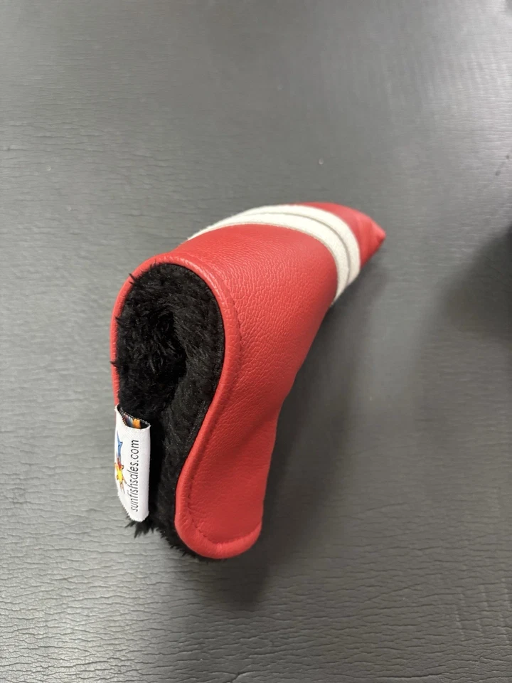 Sunfish Golf Blade Putter Headcover Red and White Leather Magnetic - Image 3 of 3
