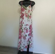 Oscar de la Renta Pink Label Floral Chiffon Maxi nightgown Strappy Sweetheart L