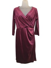 Jacques Vert Dress Velvet Merlot Draped Wrap UK 10 BNWT