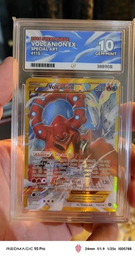 Volcanion EX 115/114 Steam Siege, Secret Rare Card ACE 10 Perfect Grades