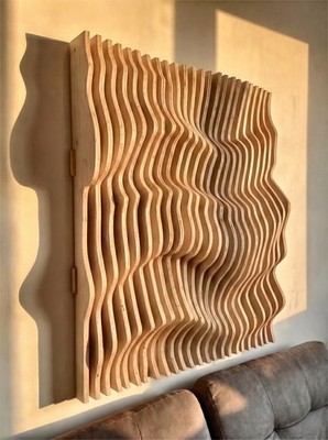 Home décor acoustic minimalistic Parametric Modern plywood Wall Art 3D Nami