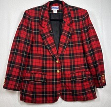 Pendleton Blazer Tartan Plaid Virgin Wool Academia Women s 12 Petite Vtg EUC