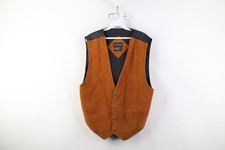 Vintage 90s Streetwear Mens Size XL Suede Leather Buckle Back Vest Jacket Brown