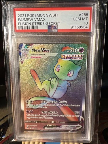 Pokemon Fusion Strike Mew Vmax 268/264 Secret Rare Rainbow Full Art Holo PSA 10