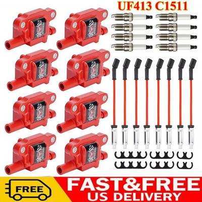 For Chevy GMC 5.3L 6.2L UF413 High Performance Ignition Coil & Spark Plug & Wire
