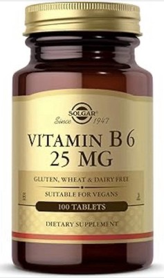 2 Solgar Vitamin B6 25 mg - 100 Tab Gluten Free - ( 2 Units) - Last Units Left