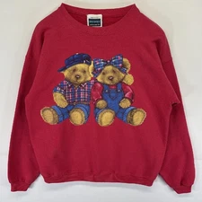 Decotex 90s USA Made Sweatshirt Pullover Bear M Red All Seasons Used