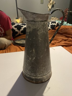 Hobby Lobby Galvanized Metal Pitcher Vase Botanical Shop ~15'' tall NWT