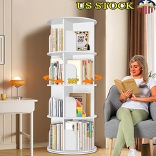 4 Tier Rotating Bookshelf Tower Spinning Bookshelf Revolving 360 Bookcase Shelf