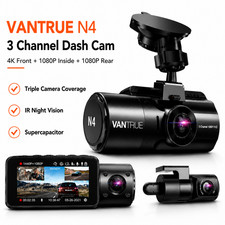 VANTRUE N4 4K Dash Cam 3 Channel Front Rear Inside Camera IR Night Vision GPS