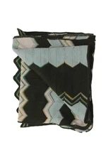 Missoni Womens Textured Knit Pattern Striped Multicolor Wrap Scarf Blue OS