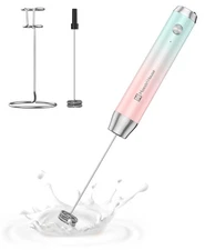 Maestri House Rechargeable Milk Frother with Stand, LunaFro Handheld Electric...