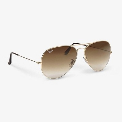 Ray-Ban Aviator RB3025 Sonnenbrille goldfarbenes Gestell braune Gläser mit Farbverlauf